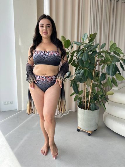 Яскравий роздільний  купальник з тунікою PLUS SIZE леопардовий принт | Зображення 4