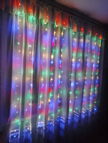 Гірлянда штора 3x2 метри, 200LED, "світлодіодні краплі" від USB, мульти колір, 8 режимів + пульт | Зображення 2