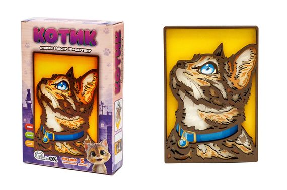 Картина 3D Puz-40001 "Котик" дерев'яна PuzzleOk