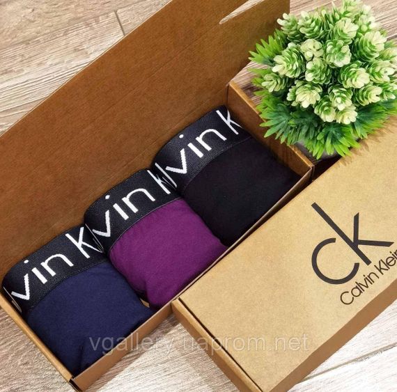 Подарочный набор мужского белья CK в коробке на 3шт  (8 цветов на выбор) XXL | Зображення 1