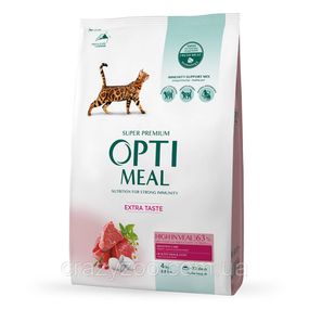 Сухий корм для котів OptiMeal Extra Taste з високим вмістом телятини 4 кг B1840501