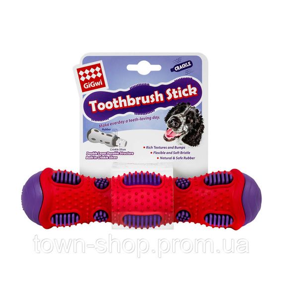 Игрушка для собак GiGwi Toothbrush Stick с эффектом треска, термопластичная резина, 21 см | Зображення 1