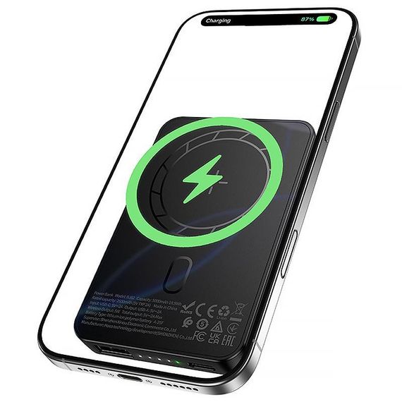 Портативное ЗУ Power Bank Borofone BJ82 Dawn 20W с БЗУ 5000 mAh Black | Зображення 1