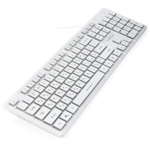 Клавіатура дротова мембранна Vinga KB410 White USB | Зображення 1