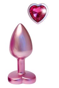 Анальная пробка розовая Dream Toys Gleaming Love с декоративным камнем в виде сердца, S Sex Aura