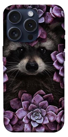 Чохол з картинкою Єнот у квітах для Apple iPhone 15 Pro (6.1")