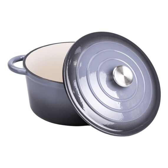 Набір чавунного посуду для приготування 3 каструлі та сковорода з емальованим покриттям Сірий HP-1-5 | Зображення 3