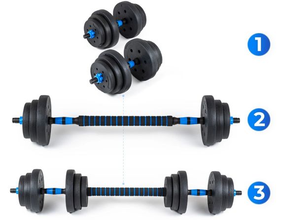 Гантелі розбірні бітумні THUNDER GYM-02 зі з'єднувачем для штанги, 2 x 10 кг (GYM-02) | Зображення 1