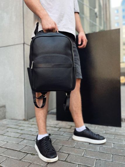 Чоловічий міський шкіряний рюкзак чорний Tiding Bag 60320 | Зображення 4