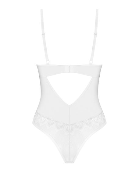 Боді Obsessive Alissium Teddy White, XL/2XL, ліф з м’якою чашкою, високі вирізи для ніг | Зображення 5
