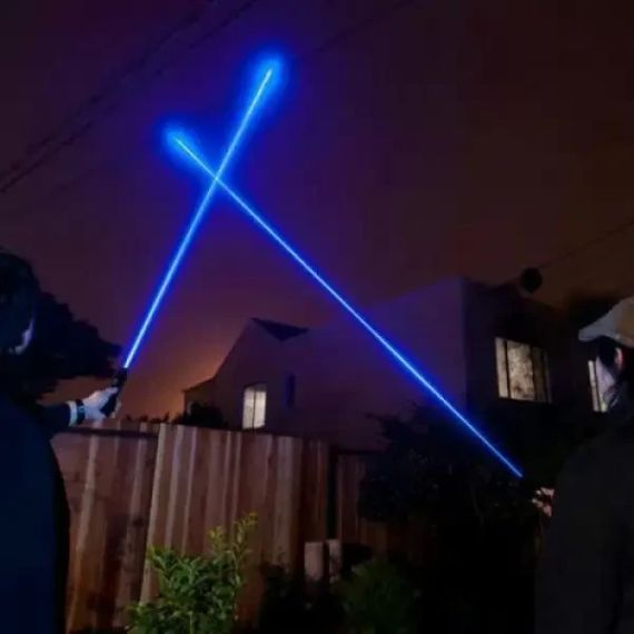 Лазерна указка (лазерний вказівник) 10000МВт синя з насадками Laser Blue YXB 008 | Зображення 4