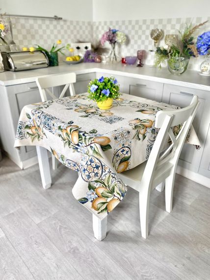 Скатертина гобеленова ALLOVER34395 Limaso, 137x260, Прямокутна, Лимони, З мікрофіброю, 74% поліестер, 23% бавовна, 3% акрил, Гобелен | Зображення 2
