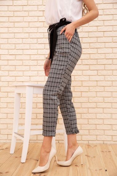 Жіночі вкорочені штани, в клітку, колір Сірий, 172R9313-2 | Зображення 2
