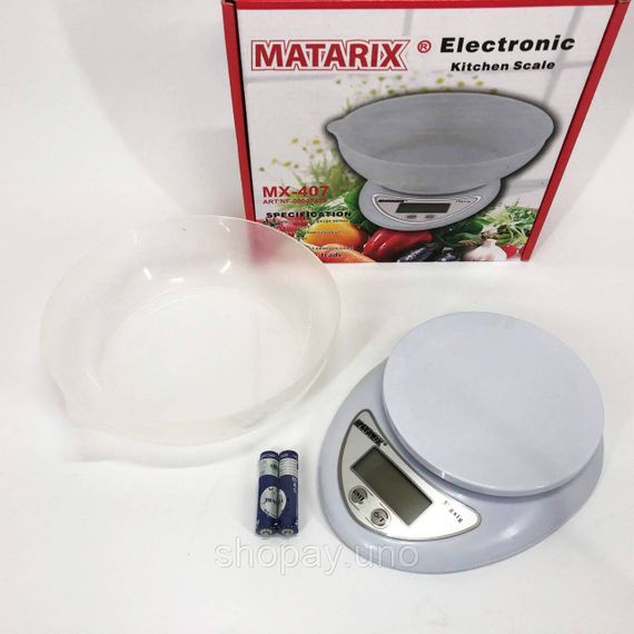Кухонні електронні ваги з чашею до 5 кг Matarix MX-407, Компактні електронні кухонні ваги | Зображення 2