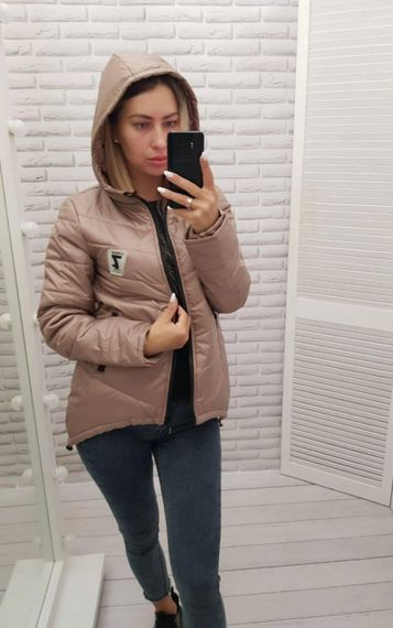 Жіноча демісезонна куртка з емблемою, арт.210/7, кава | Зображення 9
