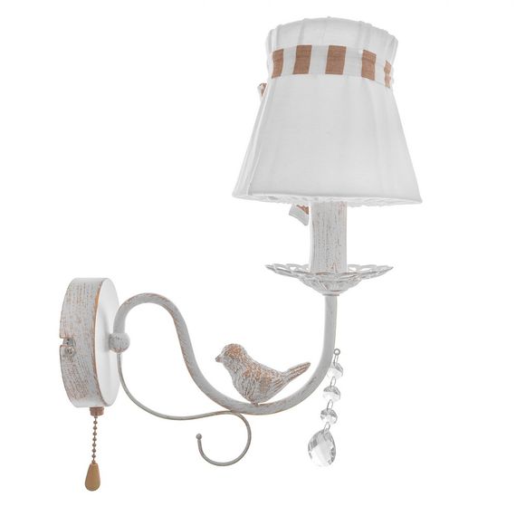 Бра настенное накладное прованс с абажуром BKL-660W/1 E14 WH/G | Зображення 3