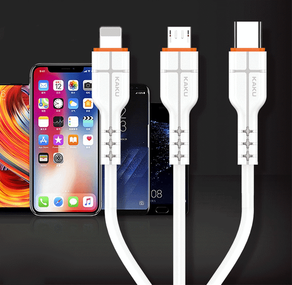 USB кабель Kaku KSC-237 3-in-1 Type-C / MicroUSB / Lightning 1m - White | Зображення 1