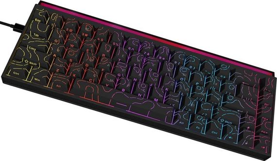 Клавіатура провідна комп'ютерна Ajazz NK68 Red switches Side Contour Black NK68-R-S-B чорна | Зображення 3