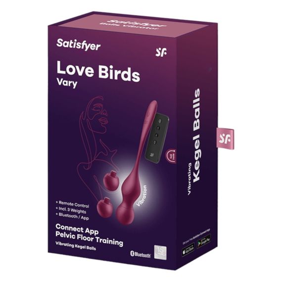 Вагинальные шарики с вибрацией Satisfyer Love Birds Vary, бордовые Sex Aura | Зображення 3