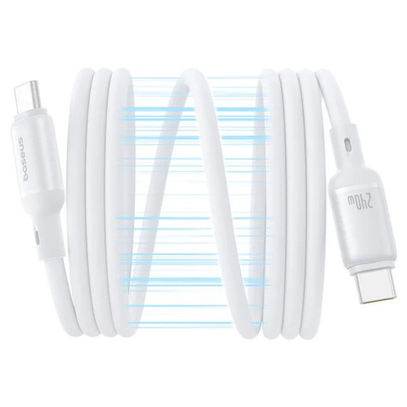 Дата кабель Baseus PicoGo Magnetic Liquid Silicone Type-C to Type-C 240W (1m) (P10376800) Moon White | Зображення 1