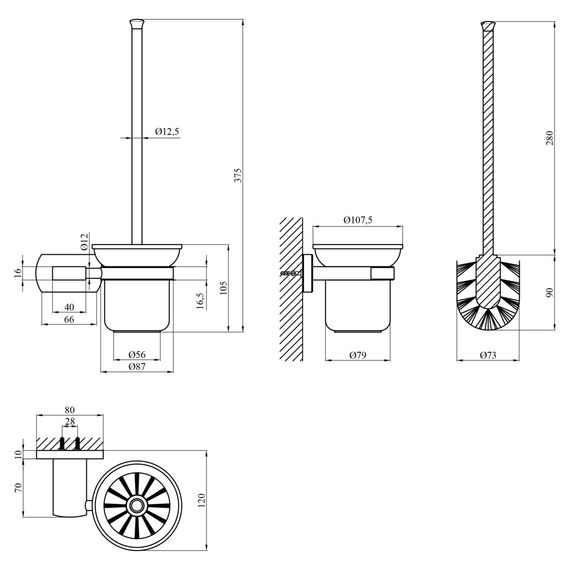 Йоржик для унітазу настінний Kroner KRM KRP Graz - GRP95613 (CV035544) | Зображення 3