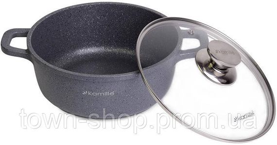 Кастрюля Kamille Landes Grey 2.3л с литыми алюминиевыми ручками KM-4424 | Зображення 1