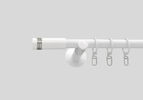 Карниз для штор металлический Белый , однорядный 19 мм (комплект) Хантос кронштейн цилиндр 300см.