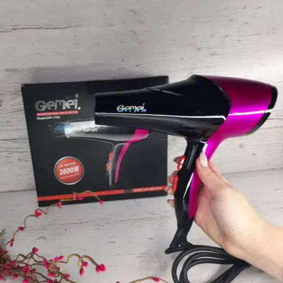 Фен для волос Gemei GM-1766 2600 Вт Подача холодного воздуха Концентратор узкий | Зображення 4