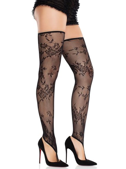 Панчохи Leg Avenue Floral Net Toe Loop Footless Thigh Highs One Size | Зображення 2