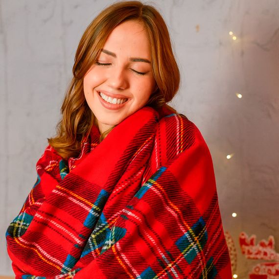 Плед фліс Класична клітинка 150x200 см Love You | Зображення 3