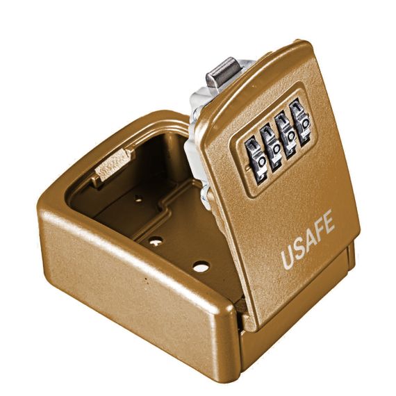 Антивандальний настінний міні сейф uSafe KS-08 для ключів, з кодовим замком, Золотий | Зображення 2