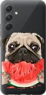 Чехол на Samsung Galaxy A54 A546E Мопс и арбуз из силикона FCh_085459