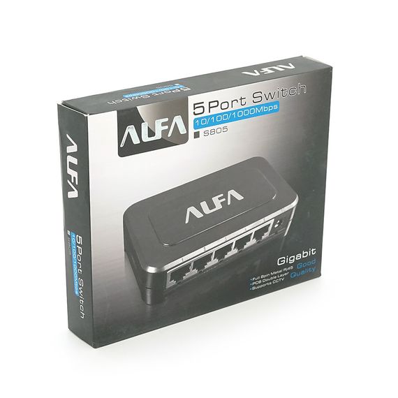 Комутатор ALFA S805 5 портів Ethernet 10/100/1000 Мбіт/сек, BOX Q120 | Зображення 1