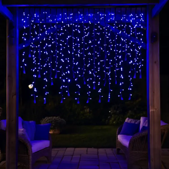 Вулична гірлянда Бахрома 20 м 335 LED гірлянда штора чорний провід Синій 20MBBL | Зображення 1
