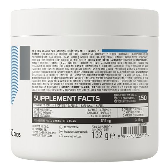 Бета-аланін Ostrovit Beta-Alanine 2400 150 caps | Зображення 1