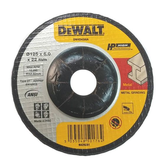 Коло шліфувальне HIGH PERFORMANCE 125х6.0х22.23 мм DeWALT DW4543AIA