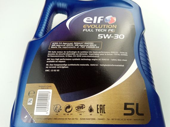Олива моторна 5W-30 синтетична ELF Evolution Full-Tech FE 5 л. (216689) (194908) | Зображення 1