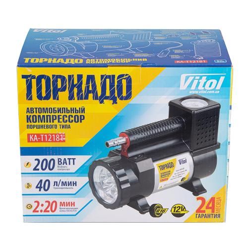 Компресор автомобільний "Торнадо" КА-Т12181 150psi/15Amp/40л/ліхтар/прикур.+перехідник/шланг 3,0м (КА-Т12181) | Зображення 8