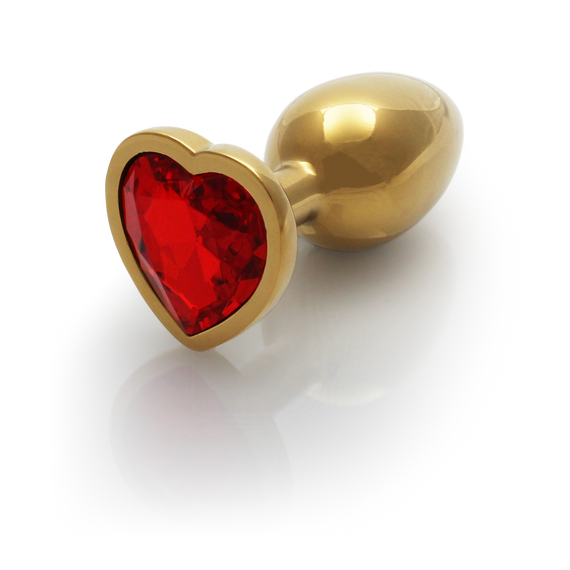Анальна пробка - Ouch! Metal Butt Plug Small Gold/Ruby Red Sex Aura | Зображення 1