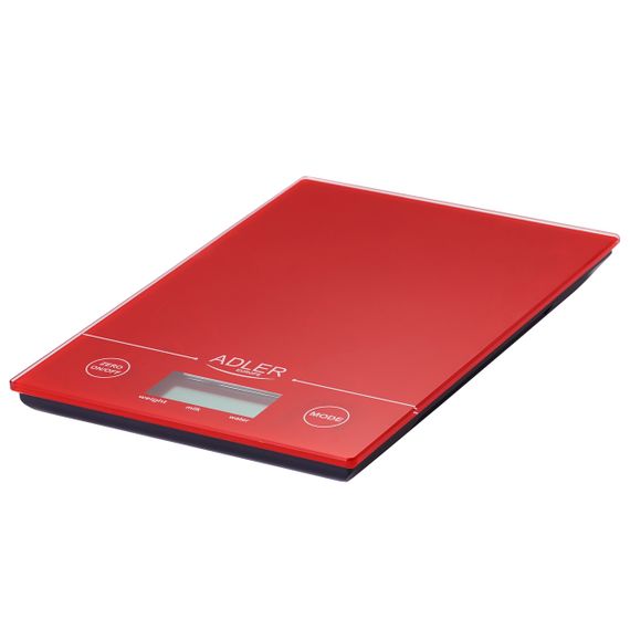 Ваги кухонні електронні Adler AD 3138 червоні до 5 кг зі скляною платформою | Зображення 1