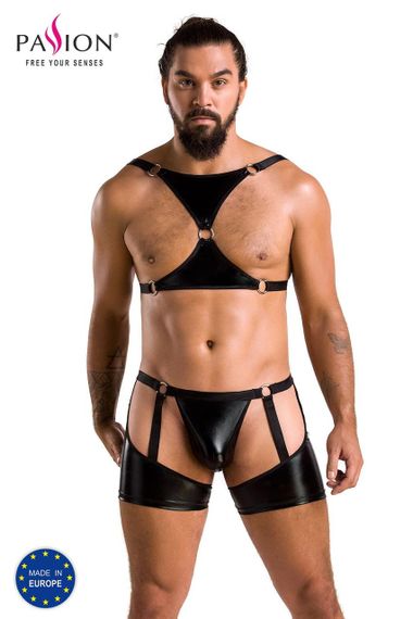 Комплект еротичної чоловічої білизни Passion 047 SET JOHN XXL/XXXL Black, труси, портупея Sex Aura | Зображення 4