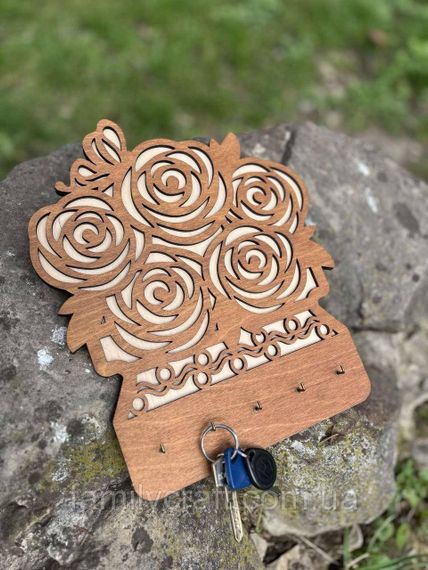 Настенная ключница из дерева Деревянный органайзер для ключей Держатель для хранения Персонализация | Зображення 2