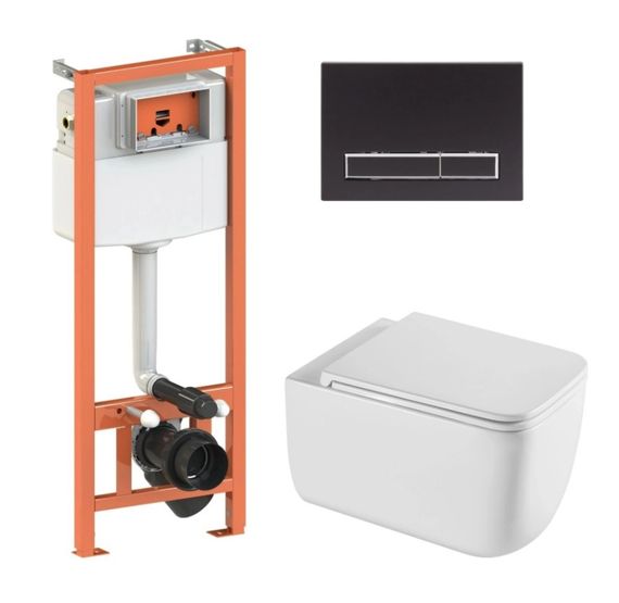 Набір Qtap Nest 4 в 1 підвісний унітаз Gemini Ultra Quiet 530х365х373 + комплект інсталяції QT2533076EUQW46163