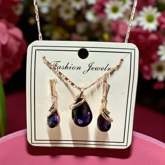Набір сережки з підвіскою Primo Water Drop - Purple | Зображення 2