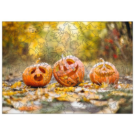 Фигурный пазл из дерева "Хэллоуин" PZ006-A3C-AC 180-250 деталей, размер А3,  картонная коробка