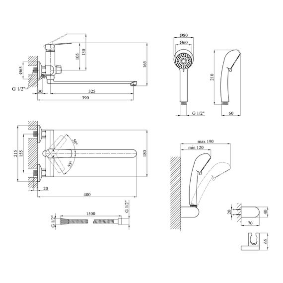 Змішувач для ванни Kroner KRM Brocken - C070 (CV023598) | Зображення 7