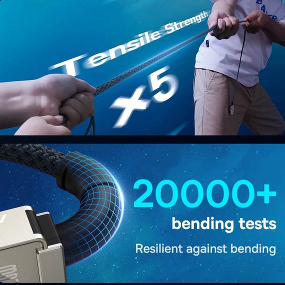 Дата кабель Baseus Unbreakable Series Fast Charging Type-C to Type-C 100W 1m (P10355800111-0) | Зображення 4