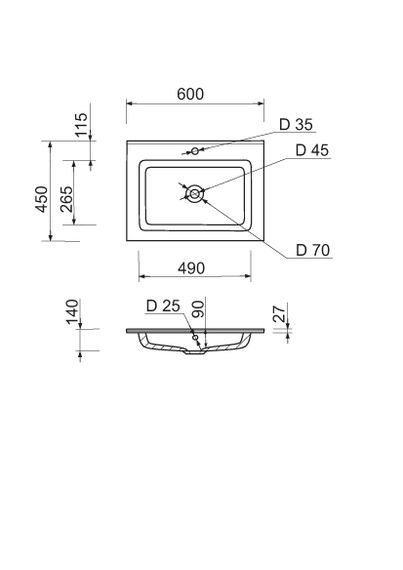 Раковина накладна Adamant FLATE 60, прямокутна, з сифоном Click-Clack + змішувач (4824296207701) | Зображення 8