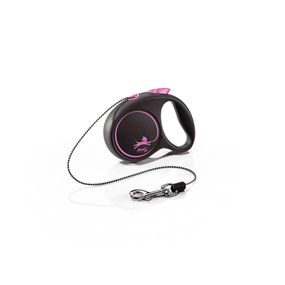 Рулетка Flexi Black Design XS, трос 3 м, розовый