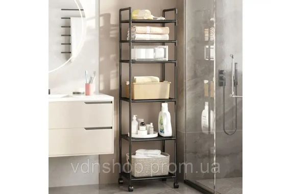 Полиця етажерка TVT-02 6 ярусів 170х42х32см Чорна | Зображення 1